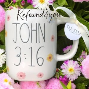 Rae Dunn - ‘John 3:16’ scripture ceramic mug. NWT. Firm! No offers, please!